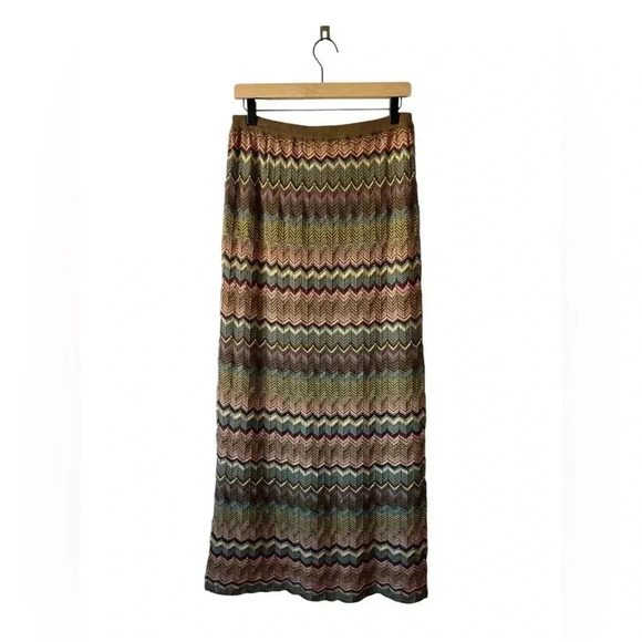 Double D Ranch Crochet Pointelle Colorblock Stripe Maxi Skirt Size M - Picture 4 of 6